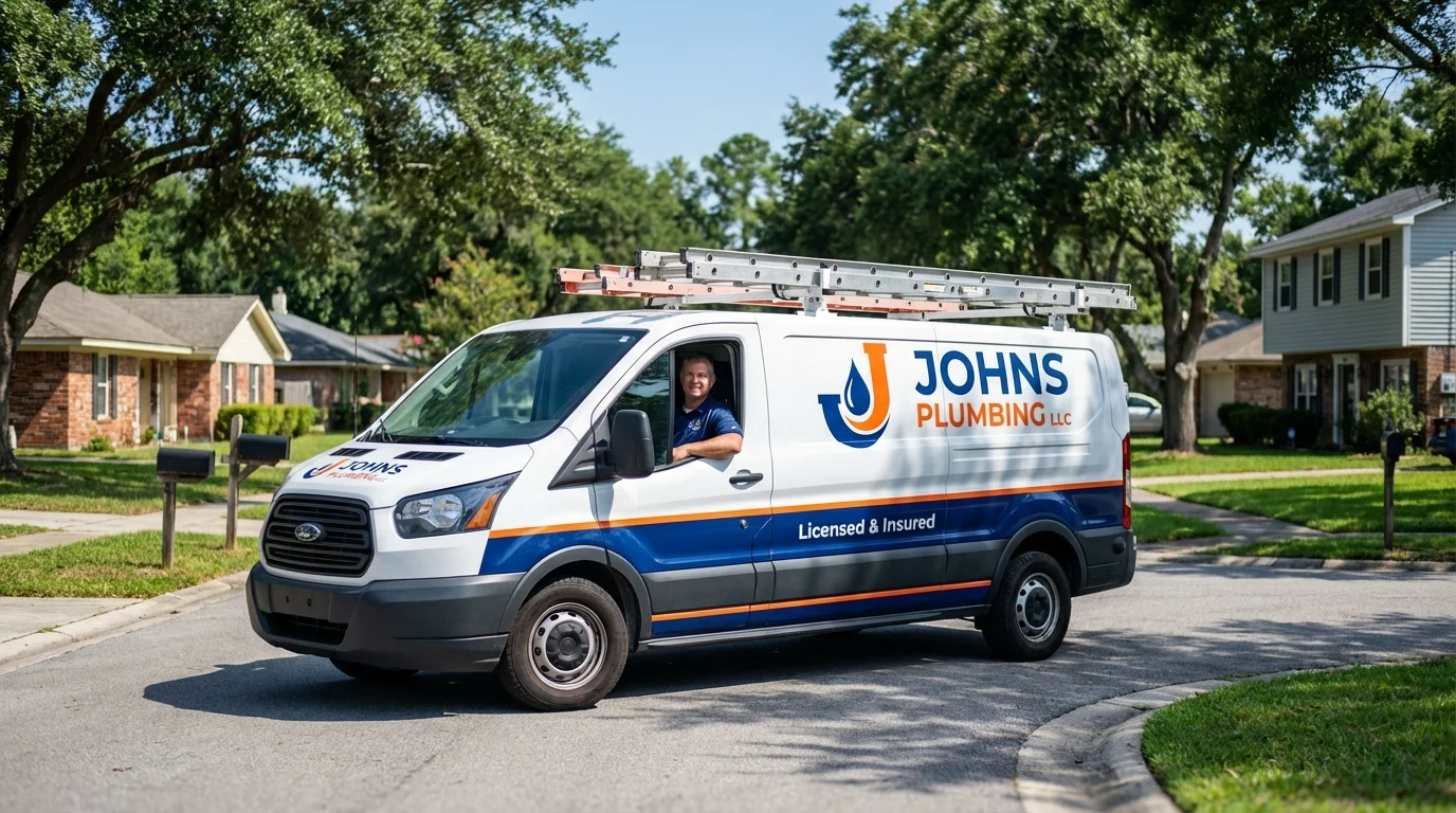 Johns Plumbing LLC service van in Tuckahoe, NY