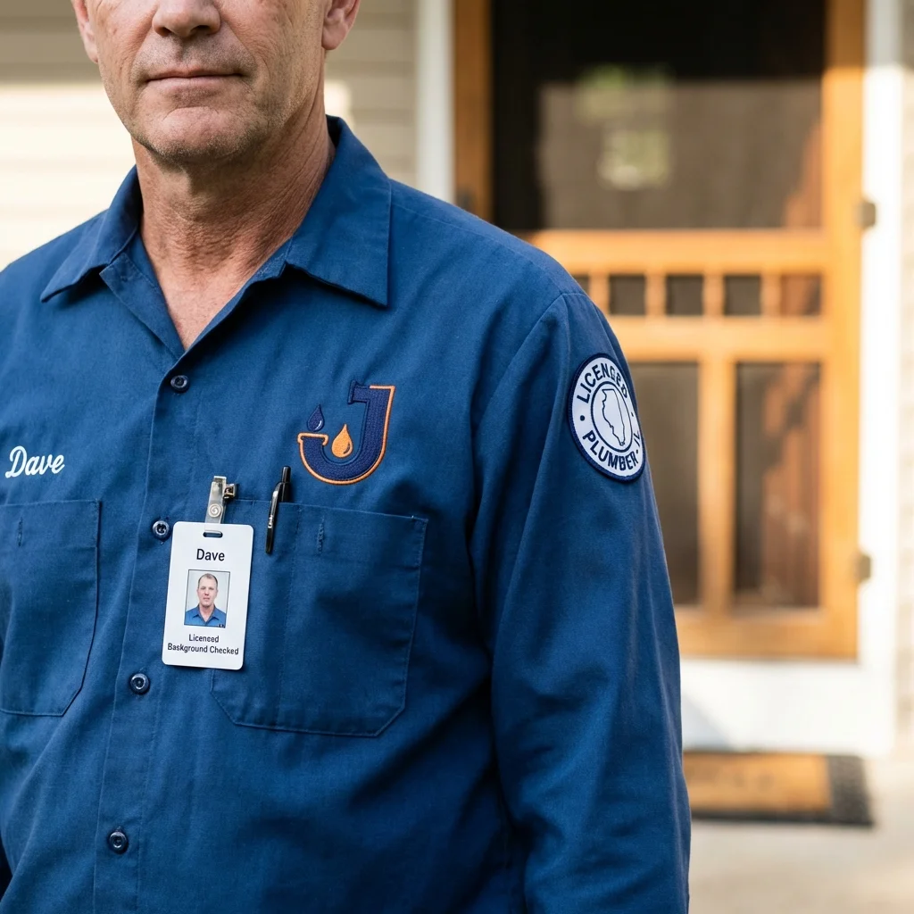 Licensed plumber showing ID badge in Tuckahoe, NY