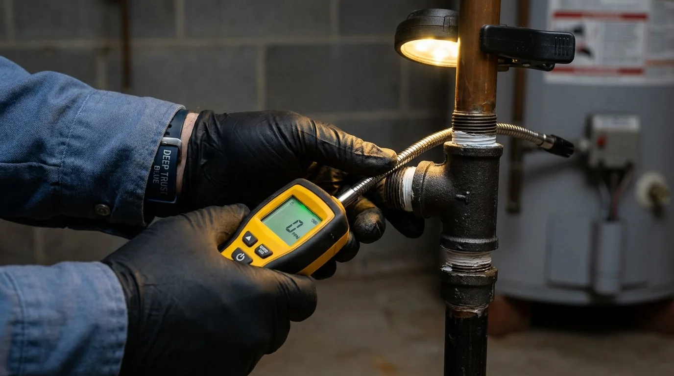 Gas leak detection with electronic sniffer by Johns Plumbing LLC in Tuckahoe