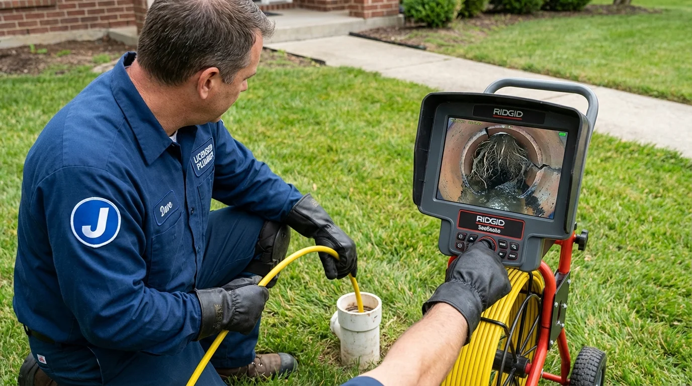 Sewer camera inspection being performed by Johns Plumbing LLC in Tuckahoe